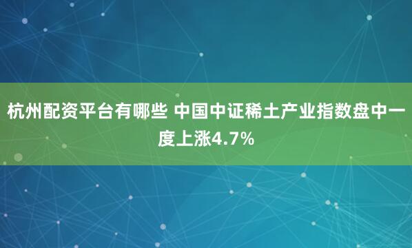 杭州配资平台有哪些 中国中证稀土产业指数盘中一度上涨4.7%